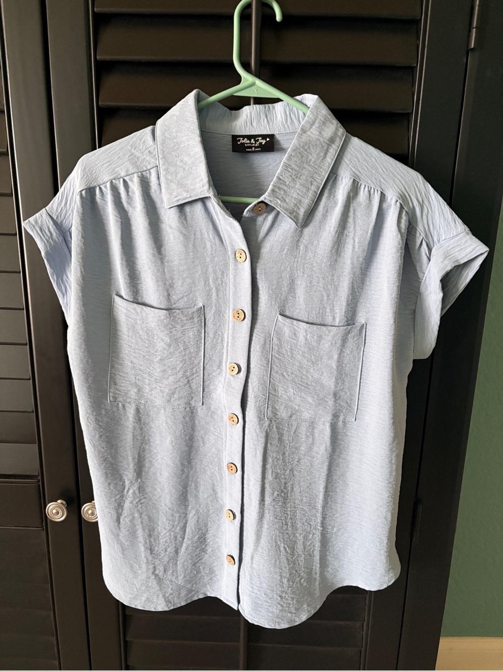 Jolie and Joy Pale Blue Short-Sleeve Button-Up Shirt